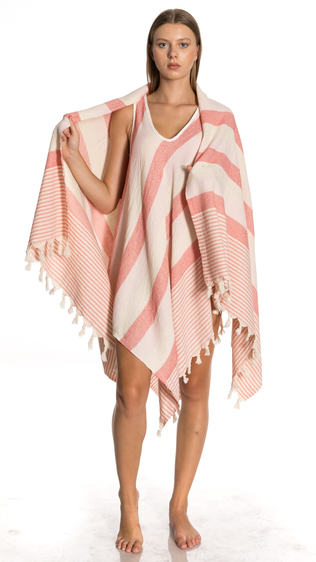 Turkish Beach Towel and Beach Cover Up Set - Pink